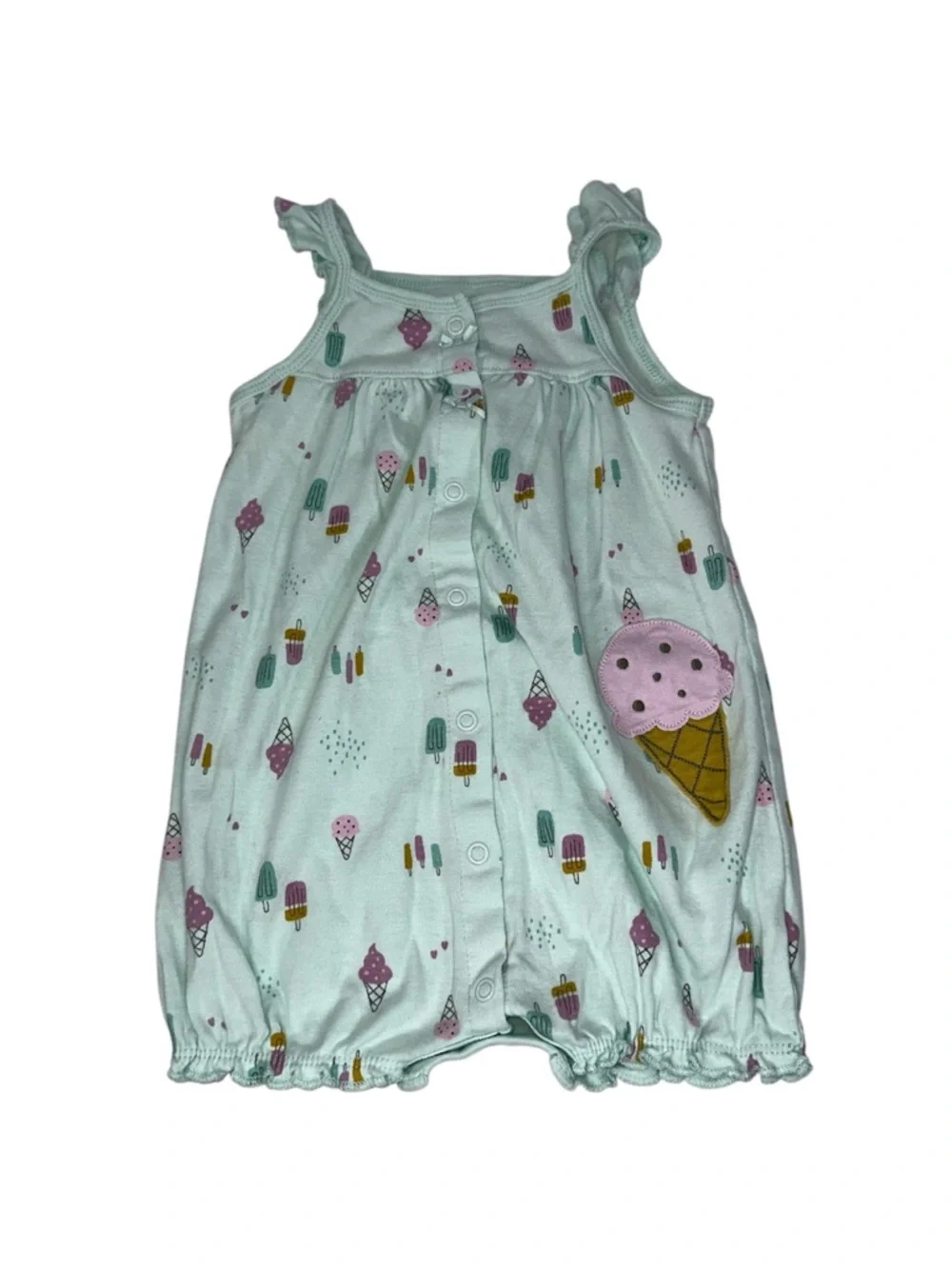 Carters Child of Mine Baby Girl Romper Ice Cream Print Mint Green Size 24M